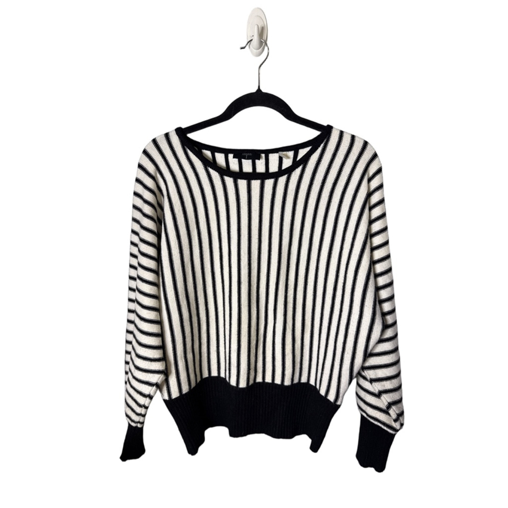 Tahari Crew Neck Sweater Black/White Stripe
